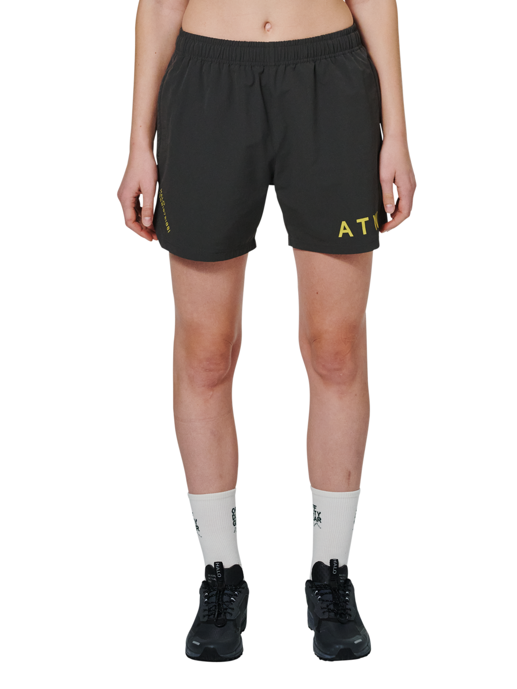 HALO SHORTS, RAVEN/WARM OLIVE, model