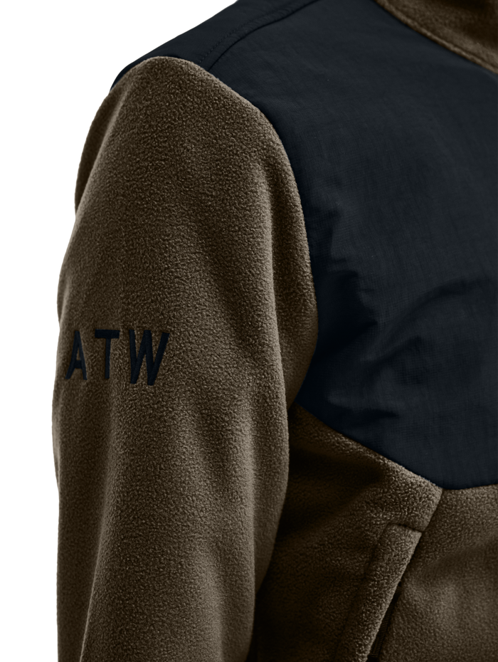 HALO BLOCKED ZIP FLEECE, MAJOR BROWN, model