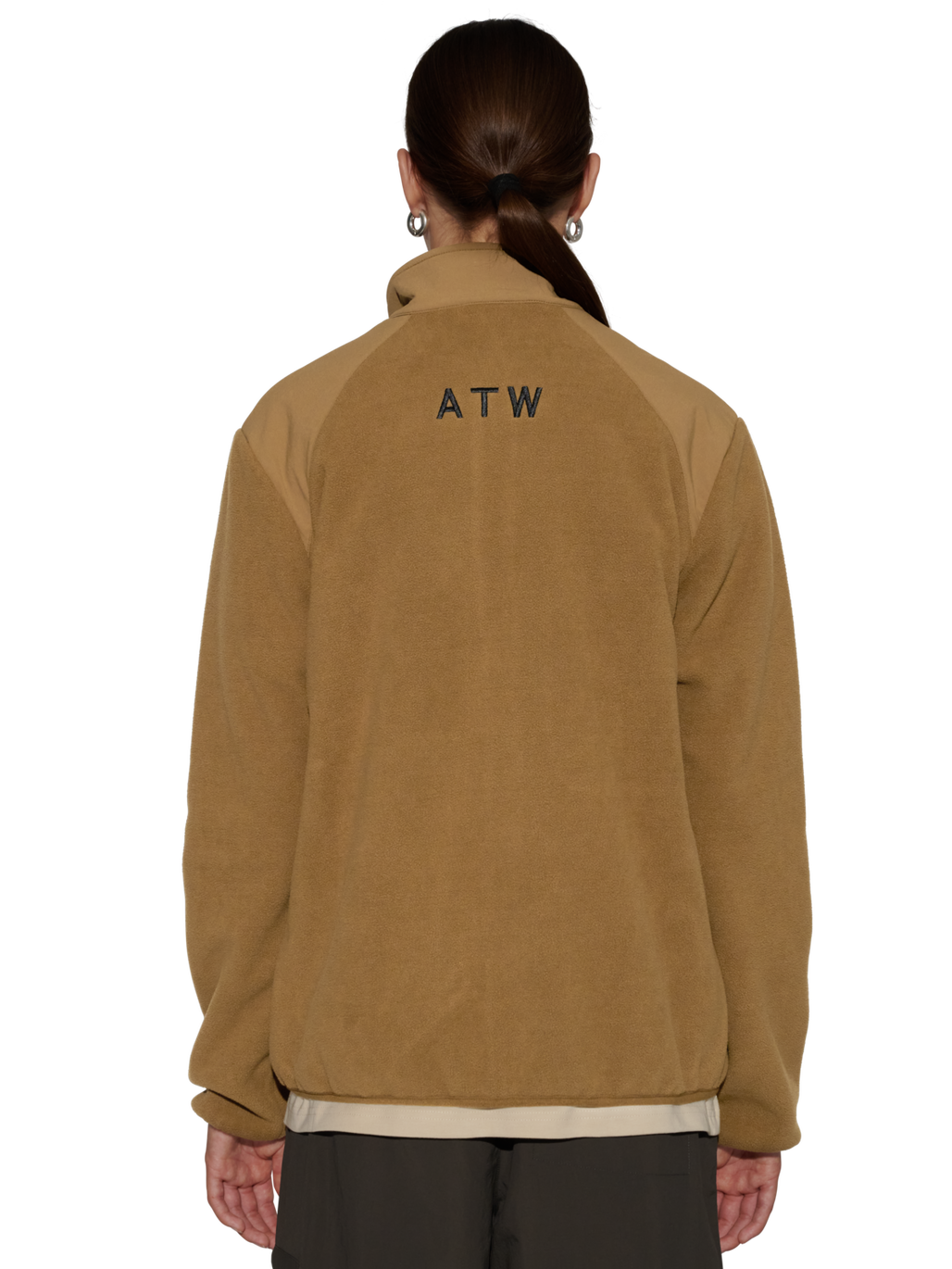 HALO PANELED FLEECE JACKET, KANGAROO, model