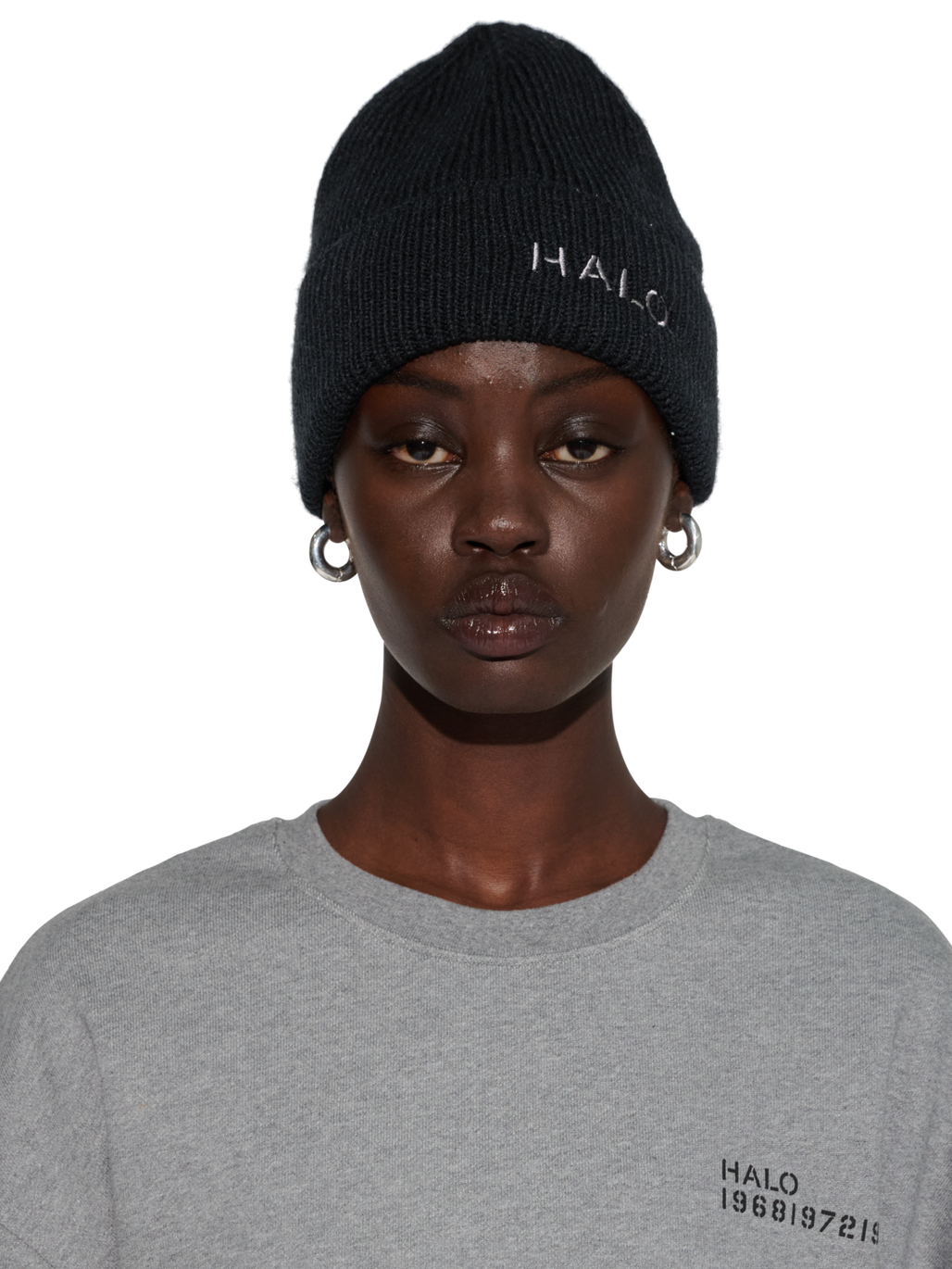 HALO WOOL MIX BEANIE, BLACK, model