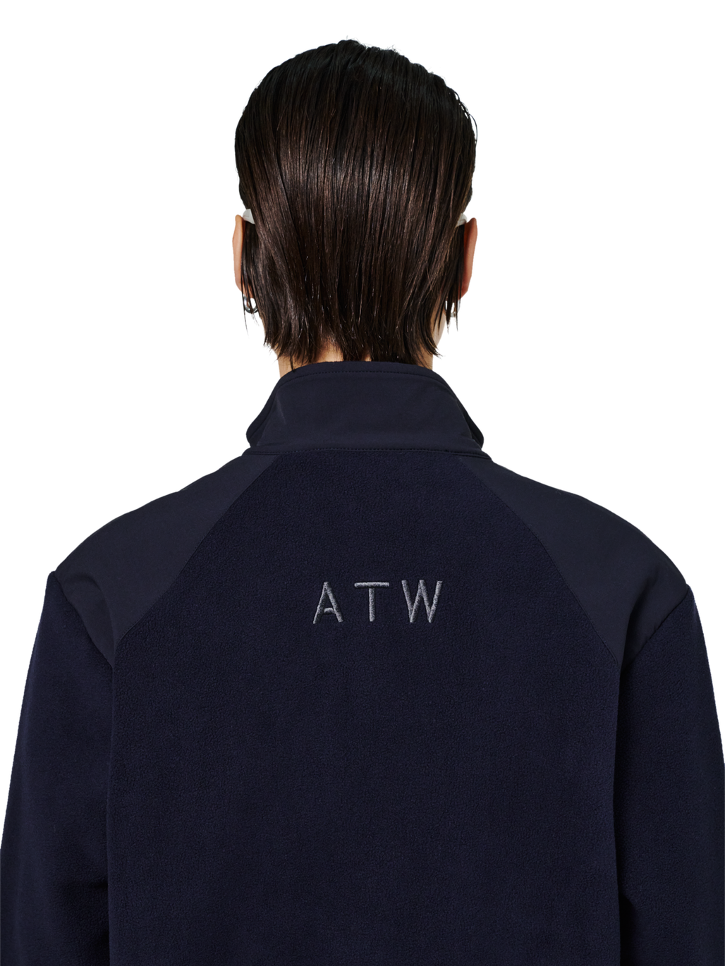 HALO PANELED FLEECE JACKET, DEEP WELL, model