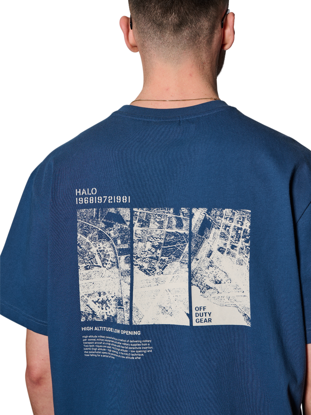 HALO MAP T-SHIRT, SARGASSO SEA, model