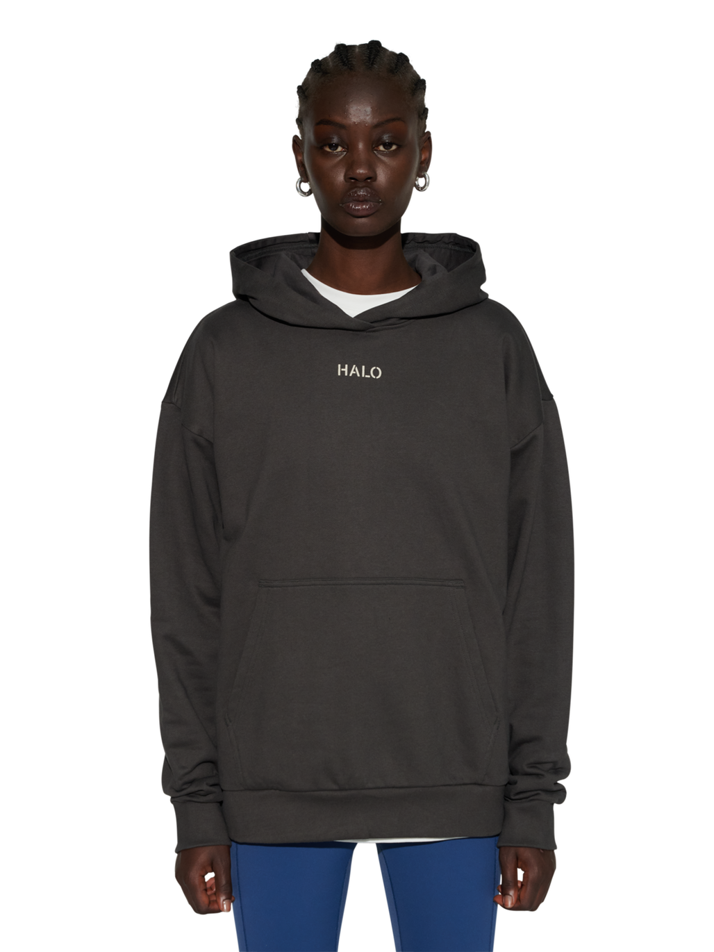 HALO GRAPHIC HOODIE, RAVEN, model