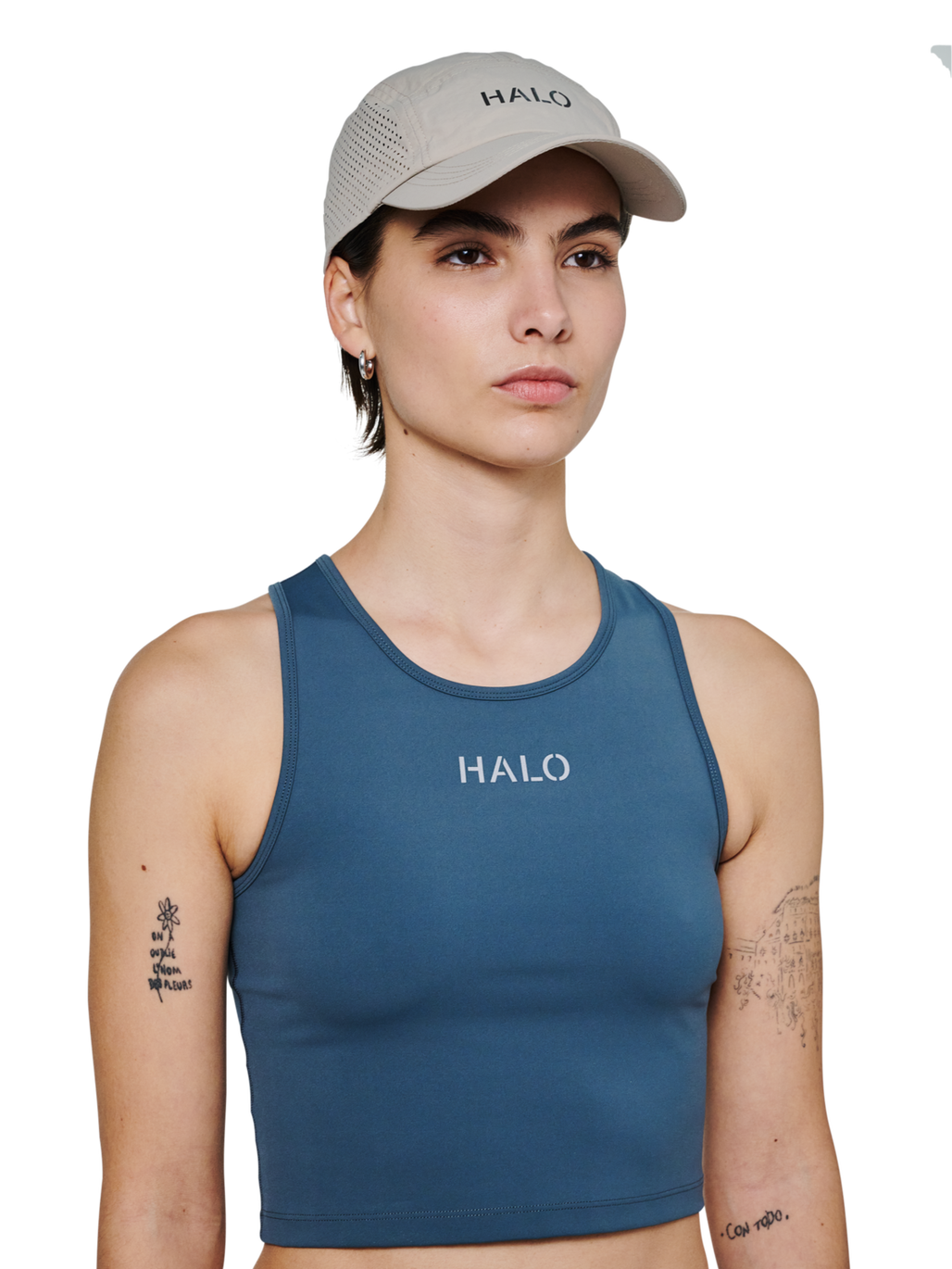 HALO WOMEN TRAINING TOP, DARK SLATE, model