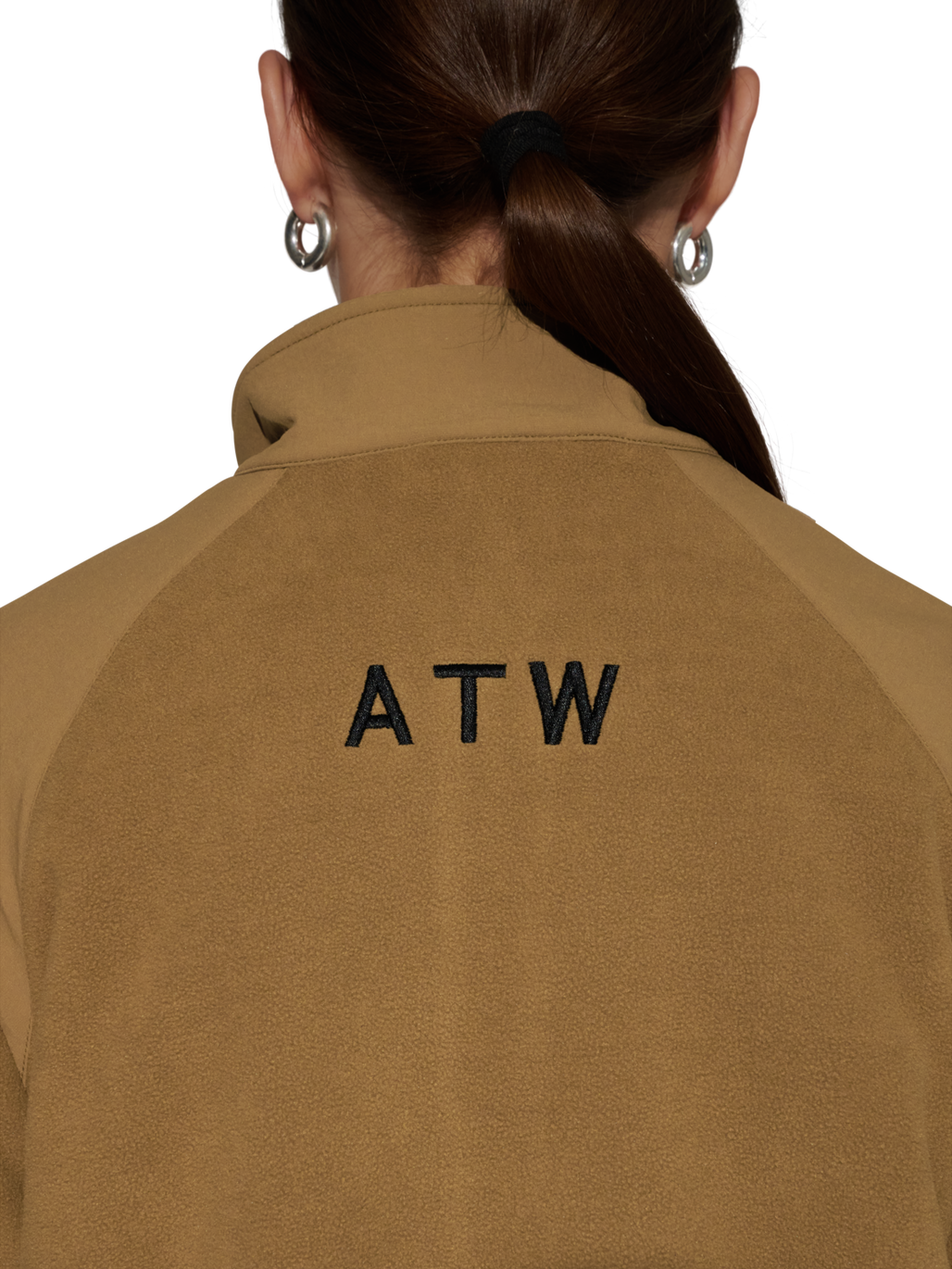 HALO PANELED FLEECE JACKET, KANGAROO, model