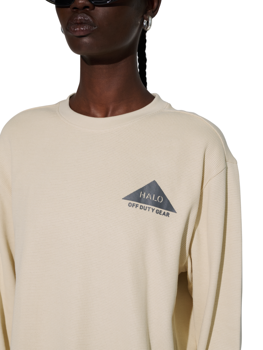 HALO GEAR WAFFLE L/S T-SHIRT, OYSTER GRAY/OYSTER GRAY, model