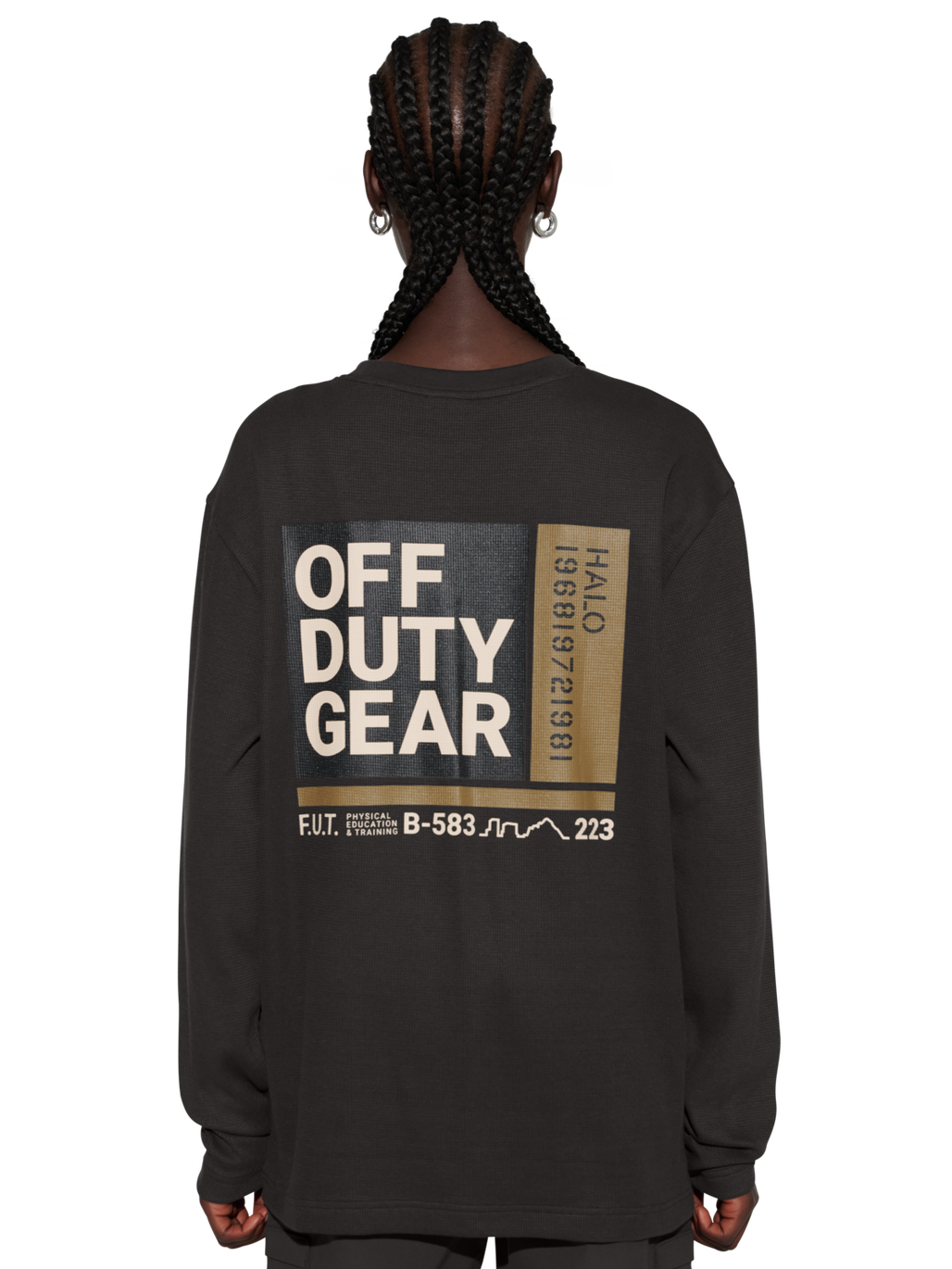 HALO GEAR WAFFLE L/S T-SHIRT 01, RAVEN, model