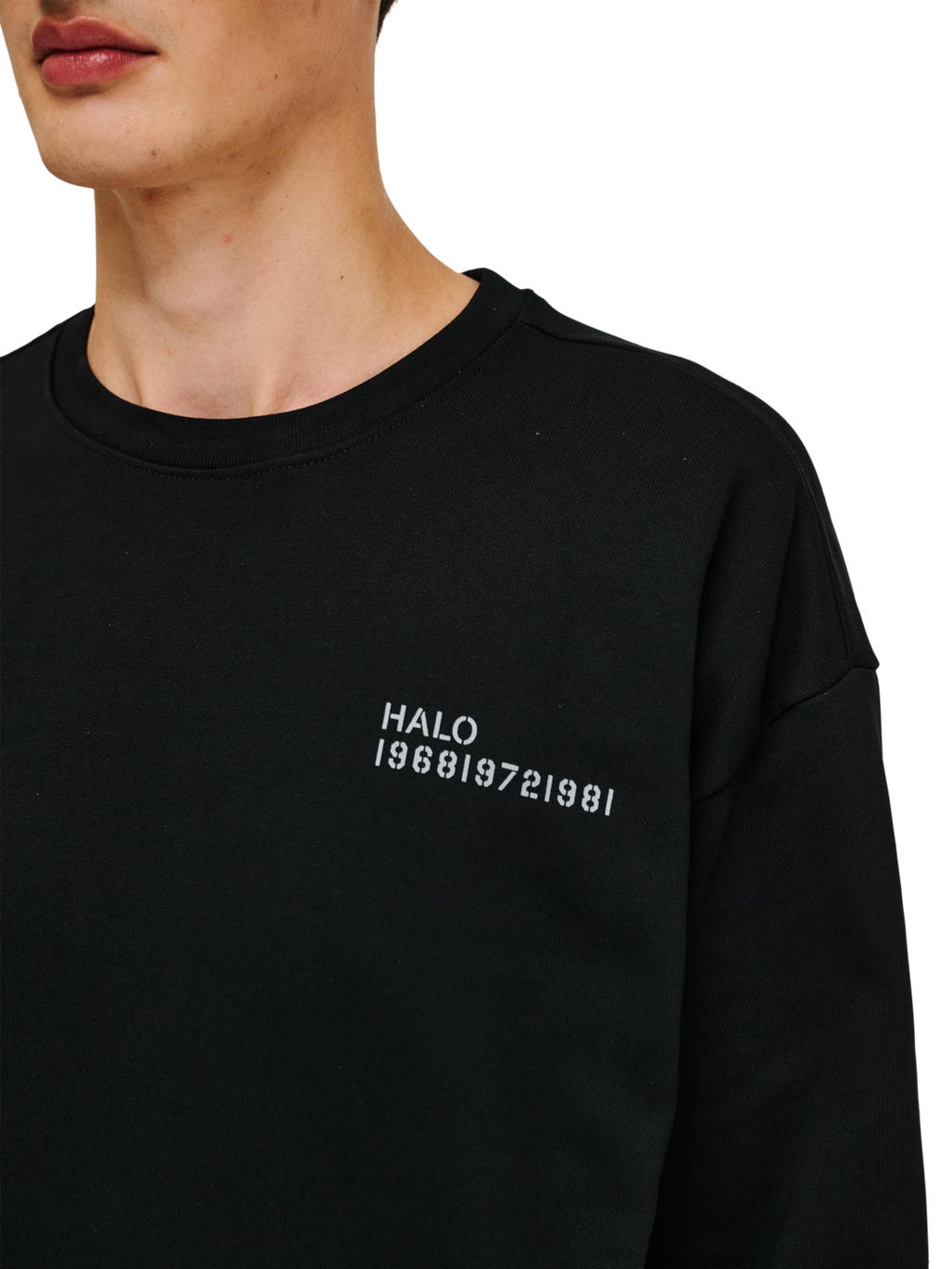 HALO ESSENTIAL CREW, BLACK, model