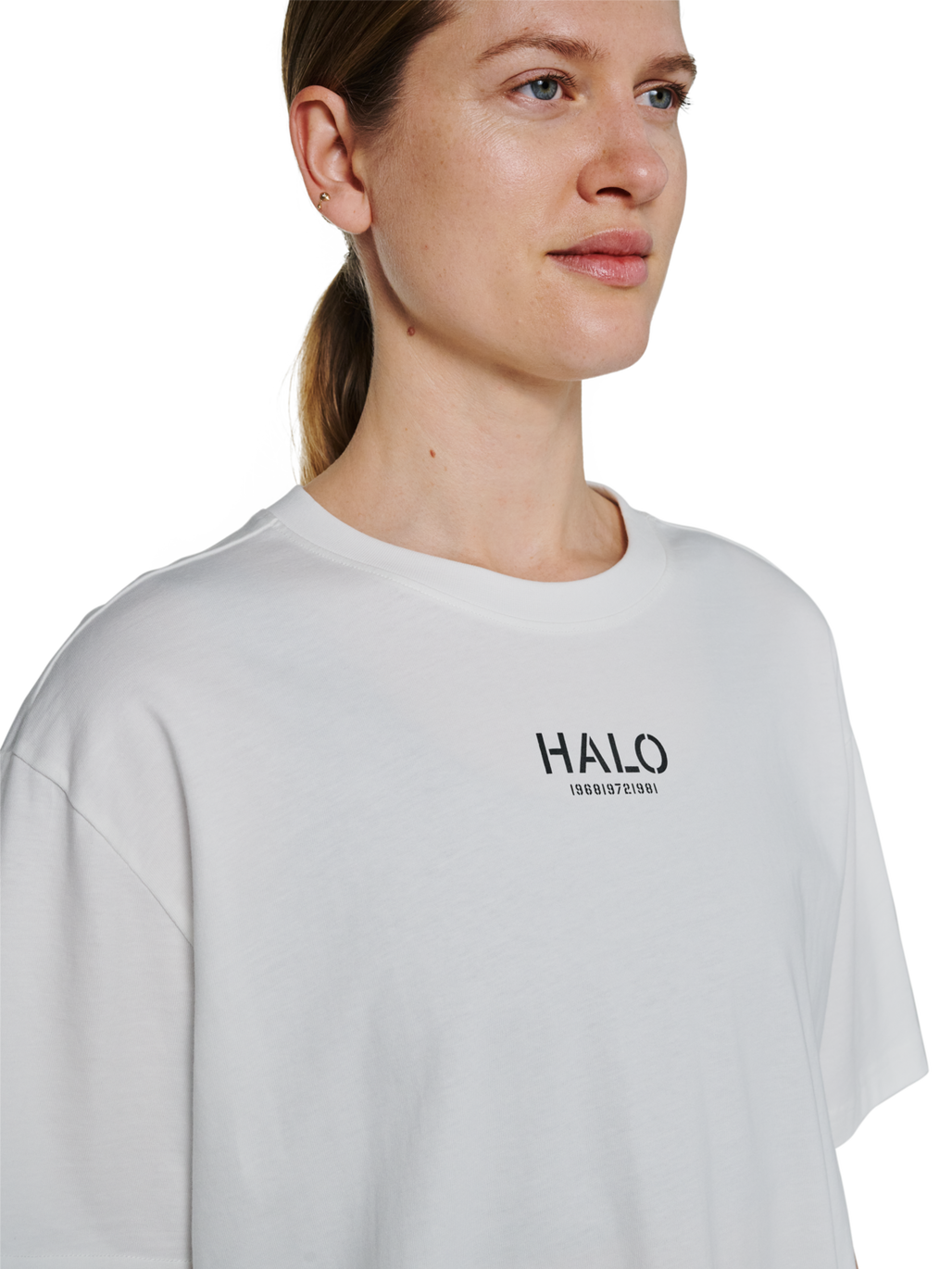 HALO GRAPHIC T-SHIRT, MARSHMALLOW/SENECA ROCK, model