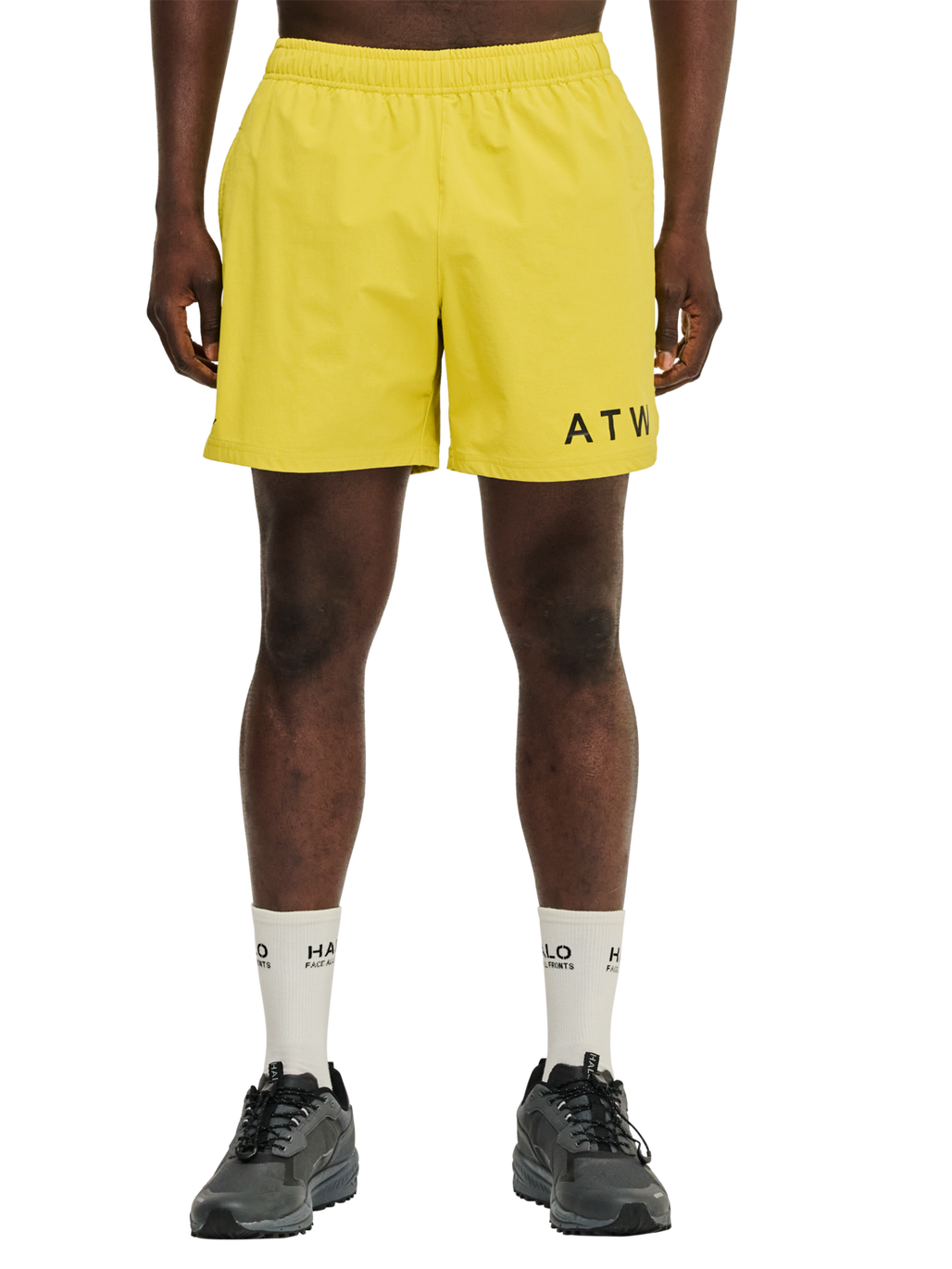 HALO SHORTS, WARM OLIVE, model