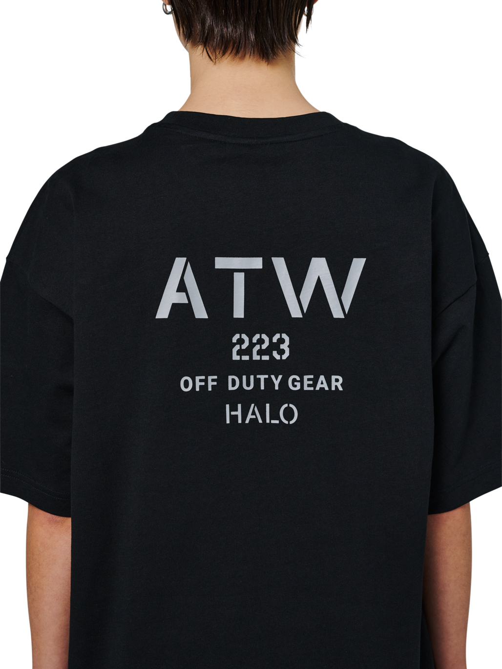 HALO GRAPHIC BOXY T-SHIRT, BLACK/GRIFFIN/GRIFFIN, model