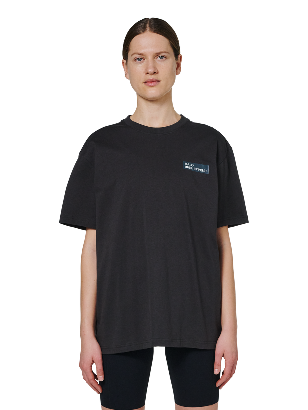 HALO GRAPHIC T-SHIRT, RAVEN, model