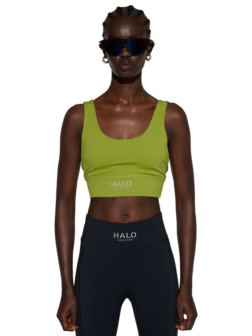HALO WOMEN TRAINING BRA, TURTLE GREEN, model