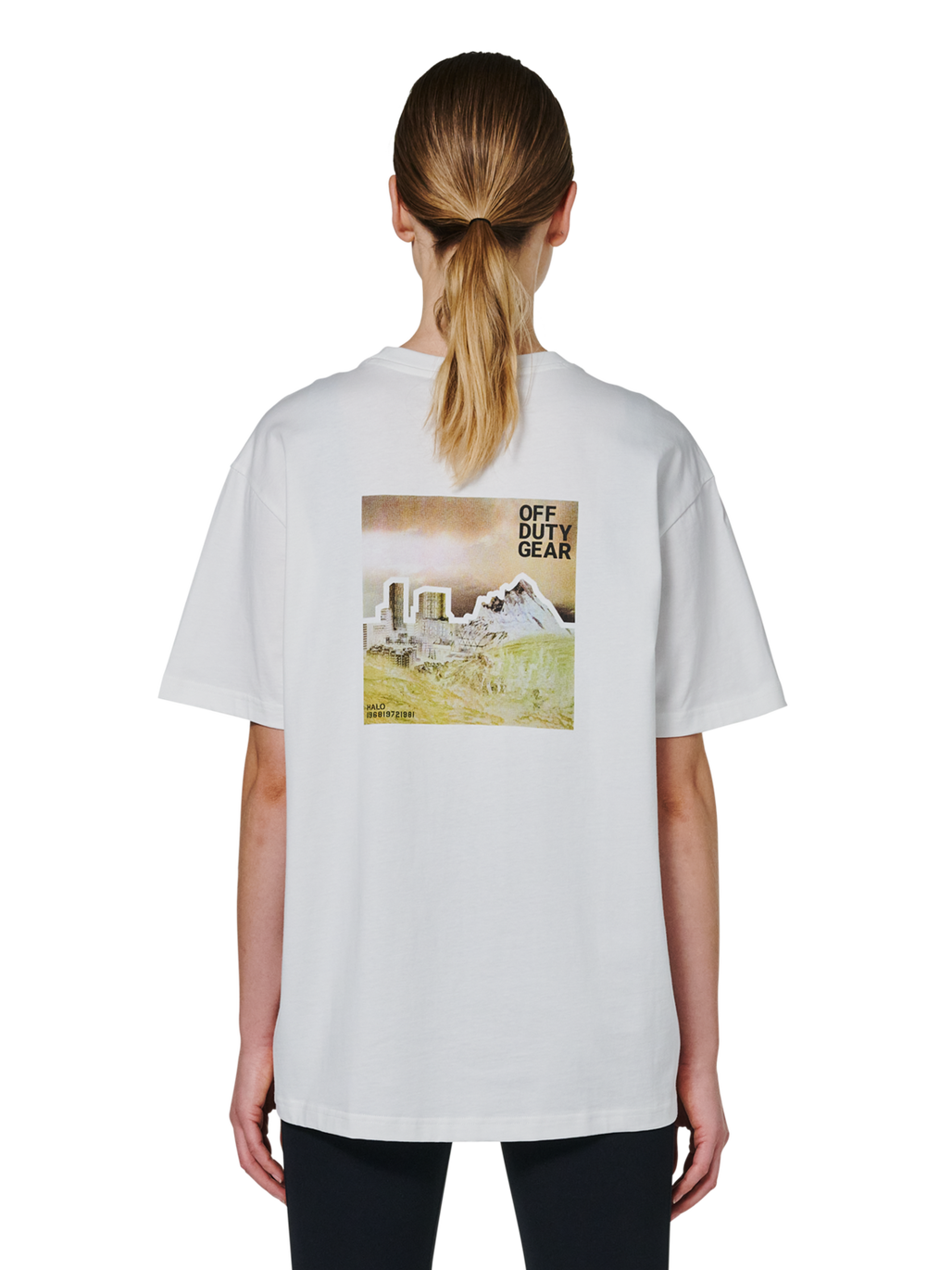 HALO GRAPHIC T-SHIRT, MARSHMALLOW/SENECA ROCK, model