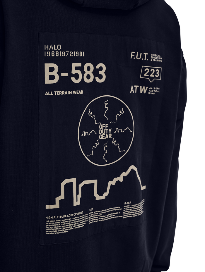 HALO GRAPHIC HOODIES, DEEP WELL, model