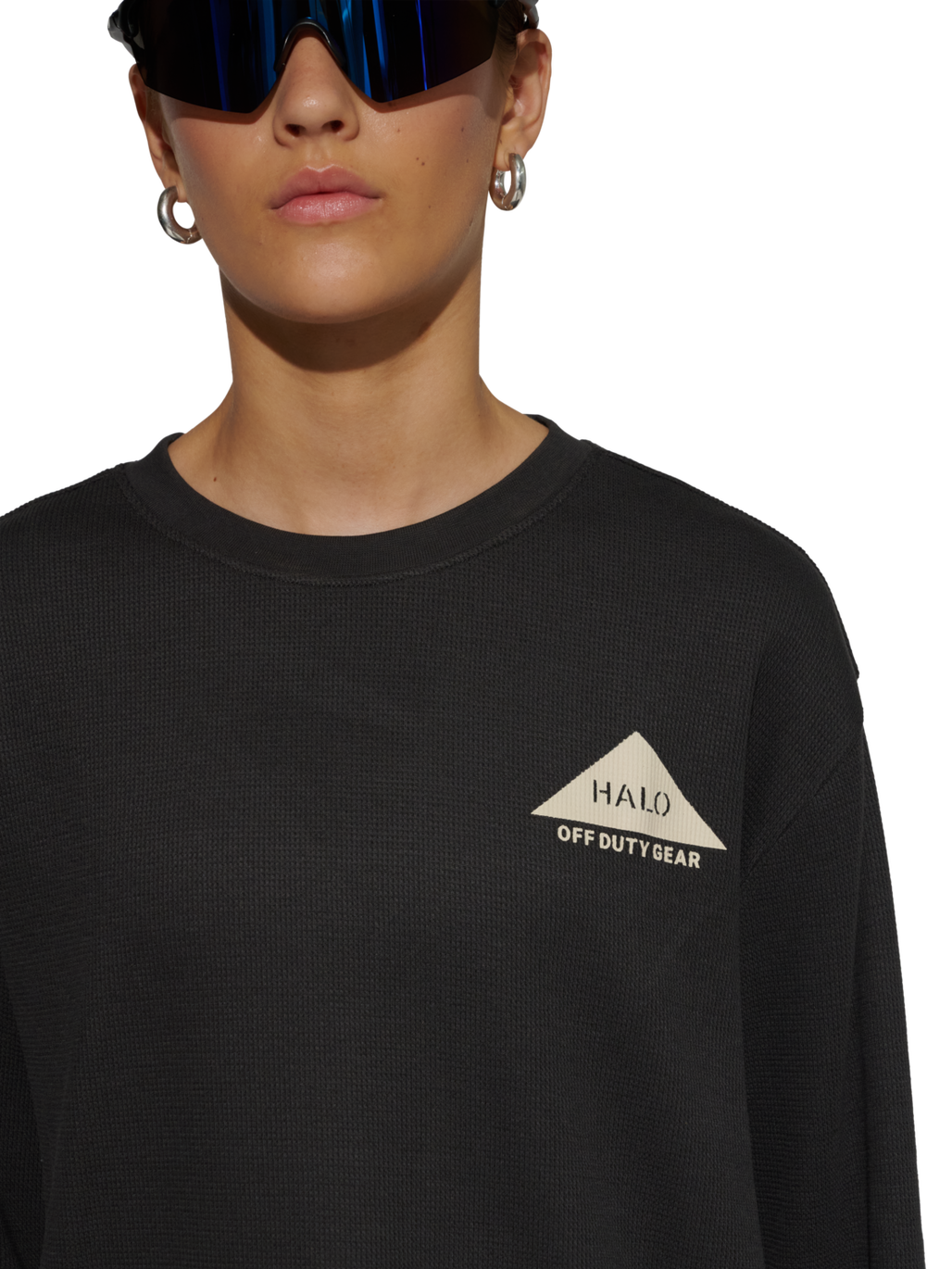 HALO GEAR WAFFLE L/S T-SHIRT, RAVEN/RAVEN, model
