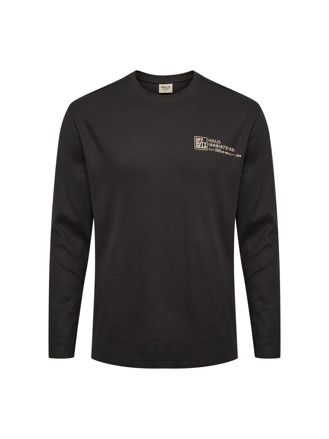 HALO GEAR WAFFLE L/S T-SHIRT 01, RAVEN, packshot