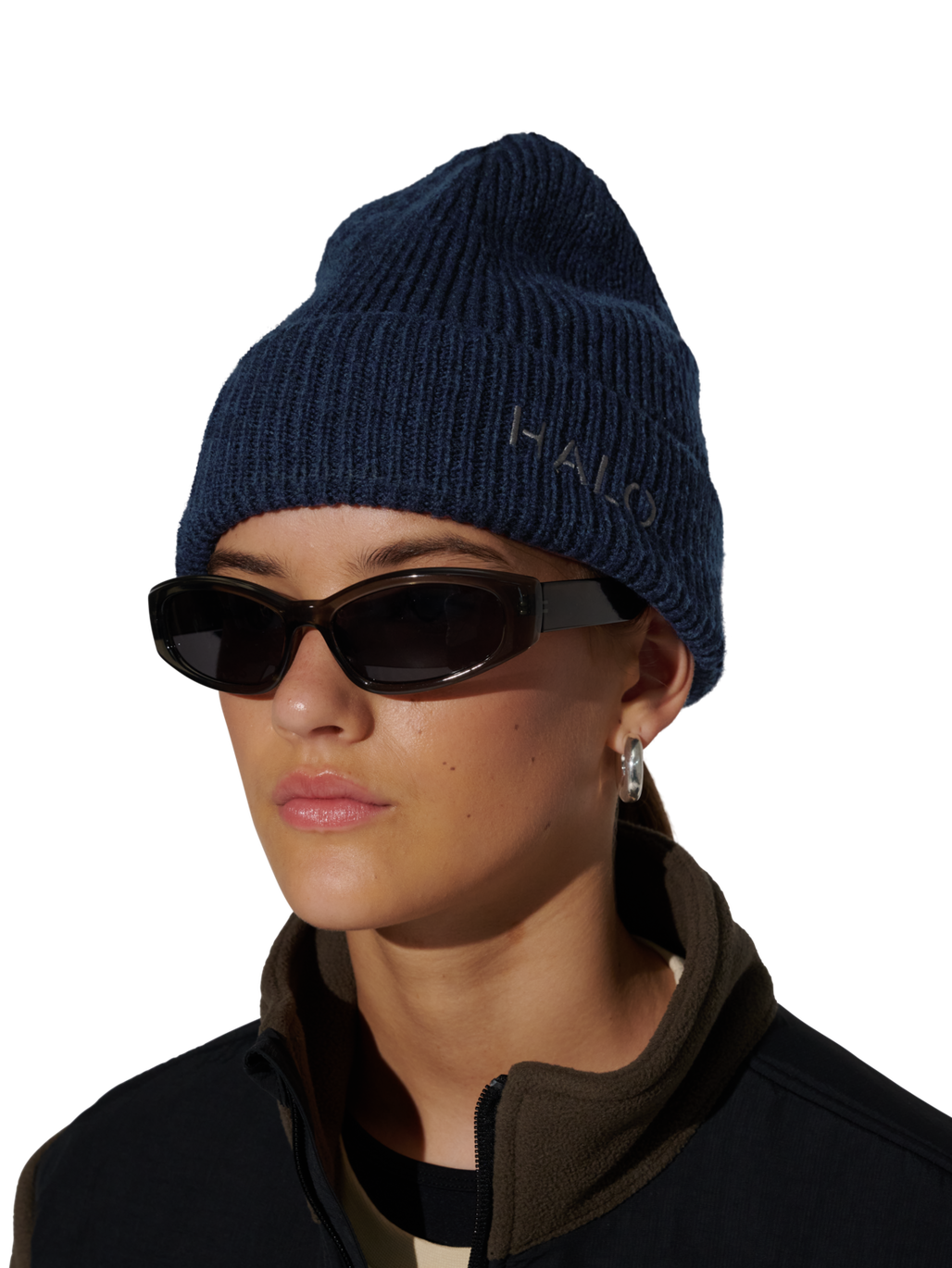 HALO WOOL MIX BEANIE, DARK SAPPHIRE, model