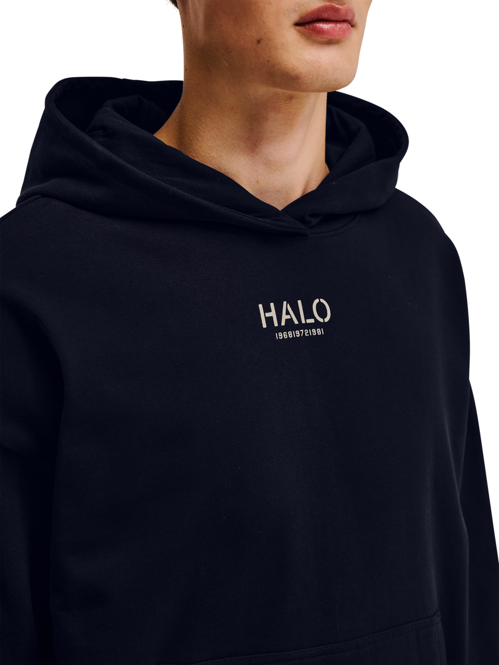 HALO GRAPHIC HOODIES, DEEP WELL, model