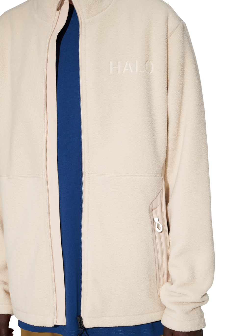 HALO ATW TEDDY FLEECE JACKET, OYSTER GRAY, model