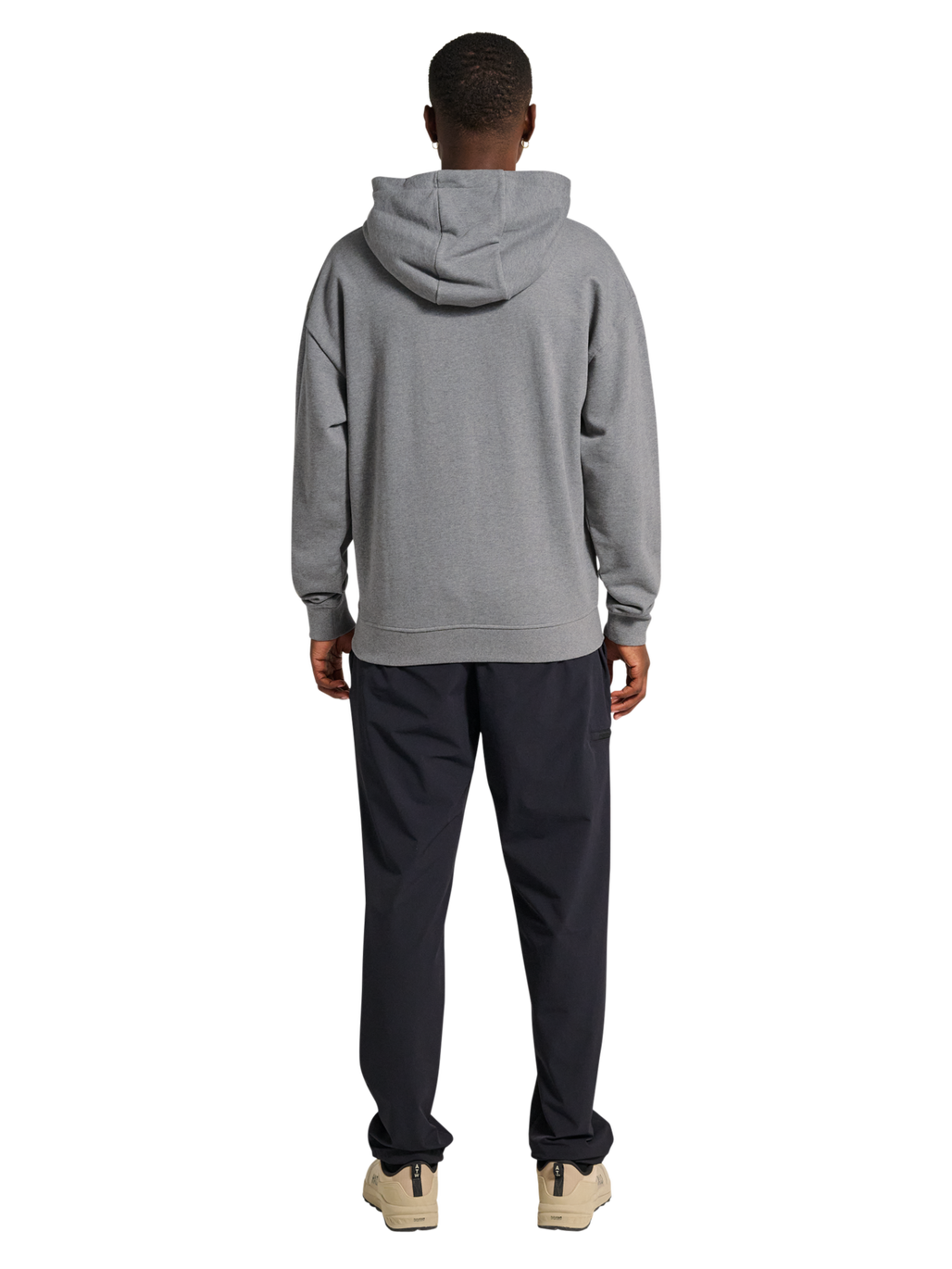 HALO ESSENTIAL HOODIE, GREY MELANGE, model