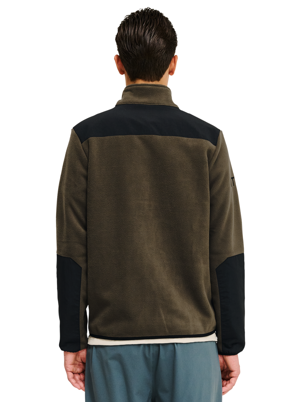 HALO BLOCKED ZIP FLEECE, MAJOR BROWN, model