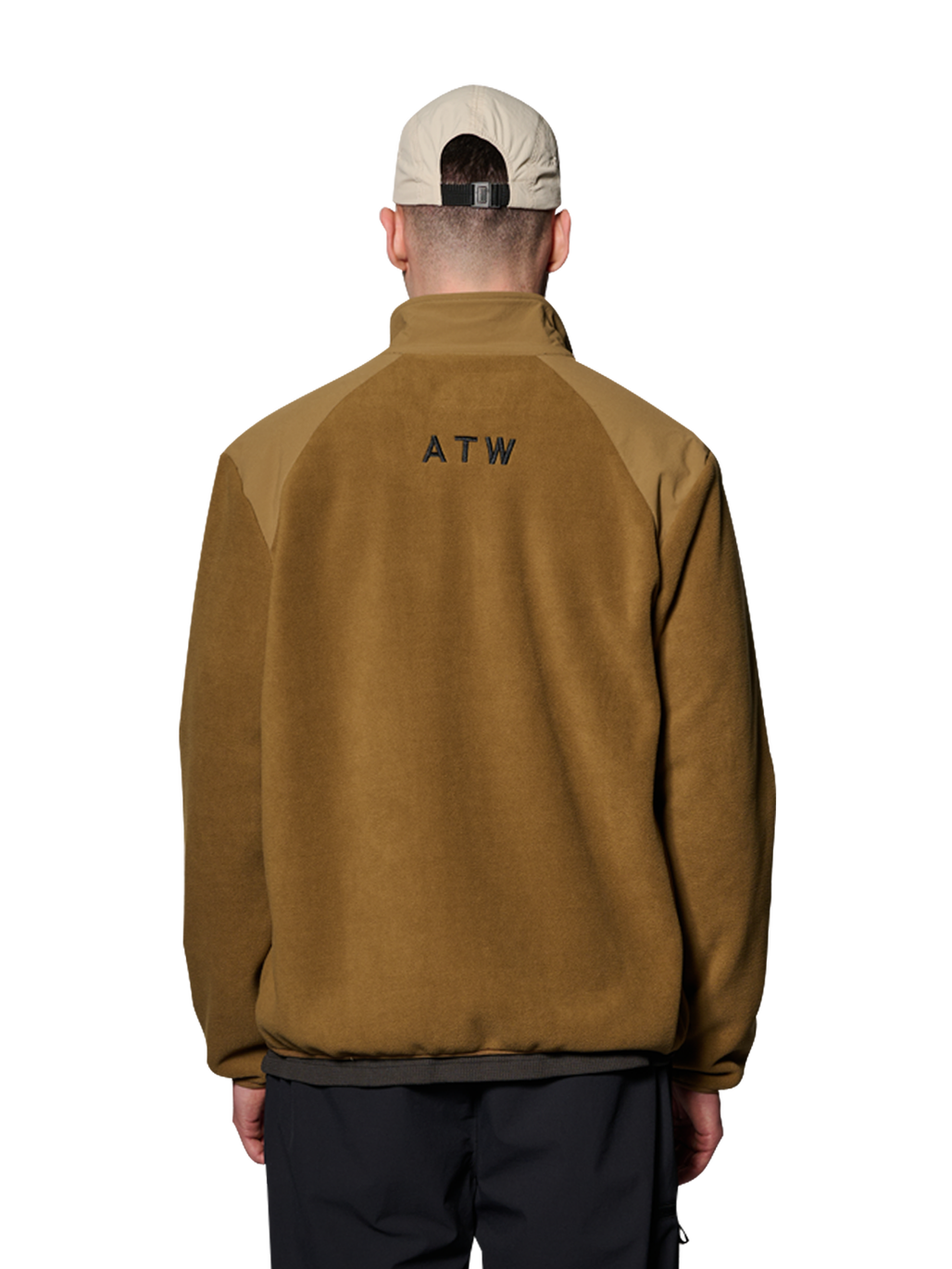 HALO PANELED FLEECE JACKET, KANGAROO, model