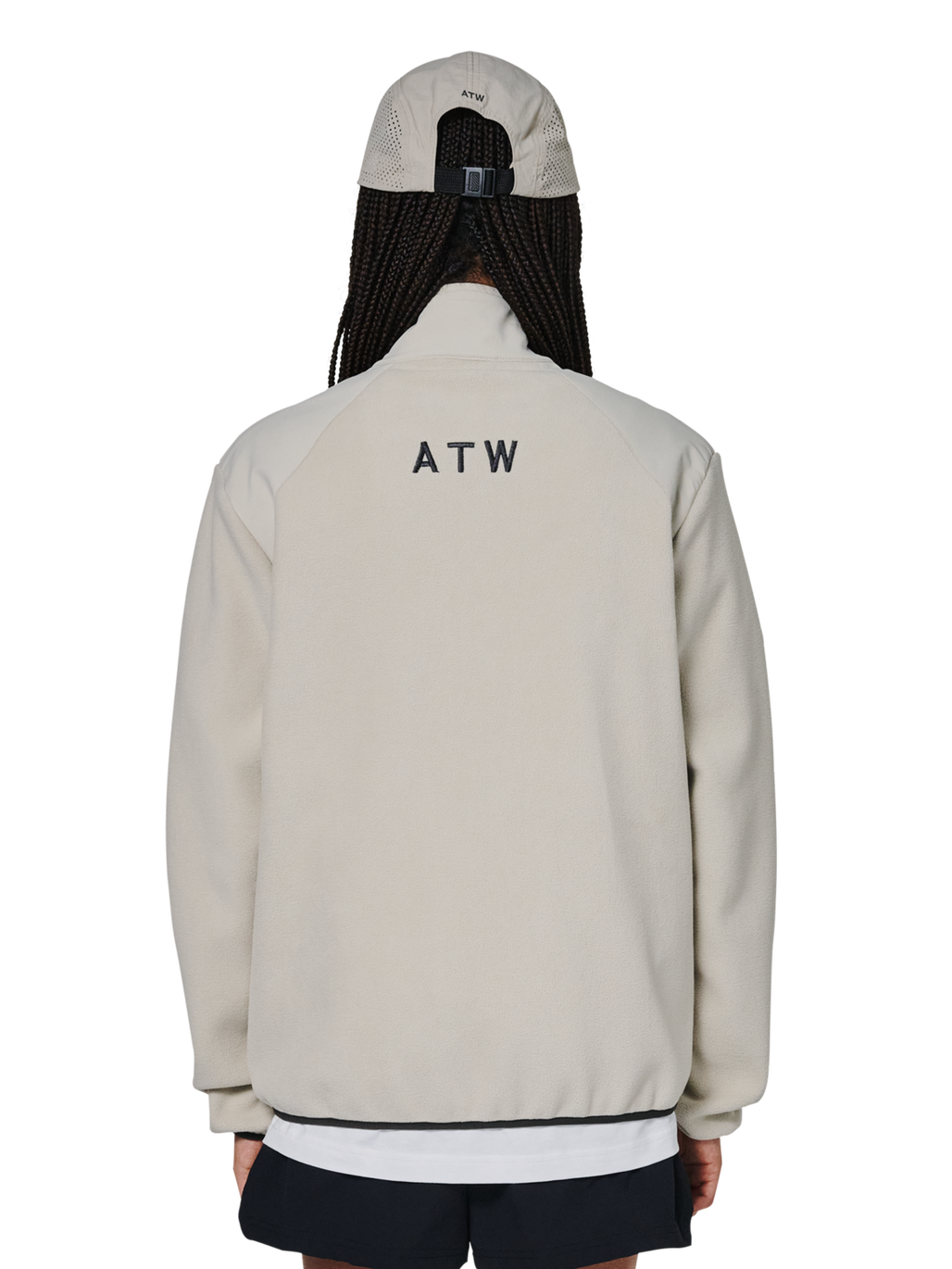 HALO PANELED FLEECE JACKET, SILVER LINING, model