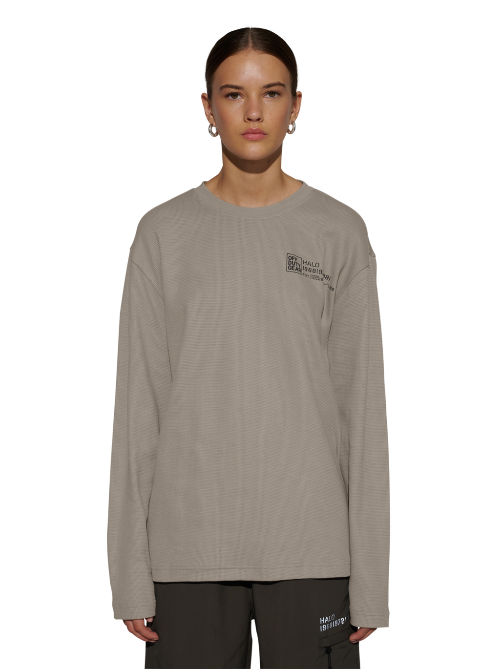 HALO GEAR WAFFLE L/S T-SHIRT 01, MOURNING DOVE, model