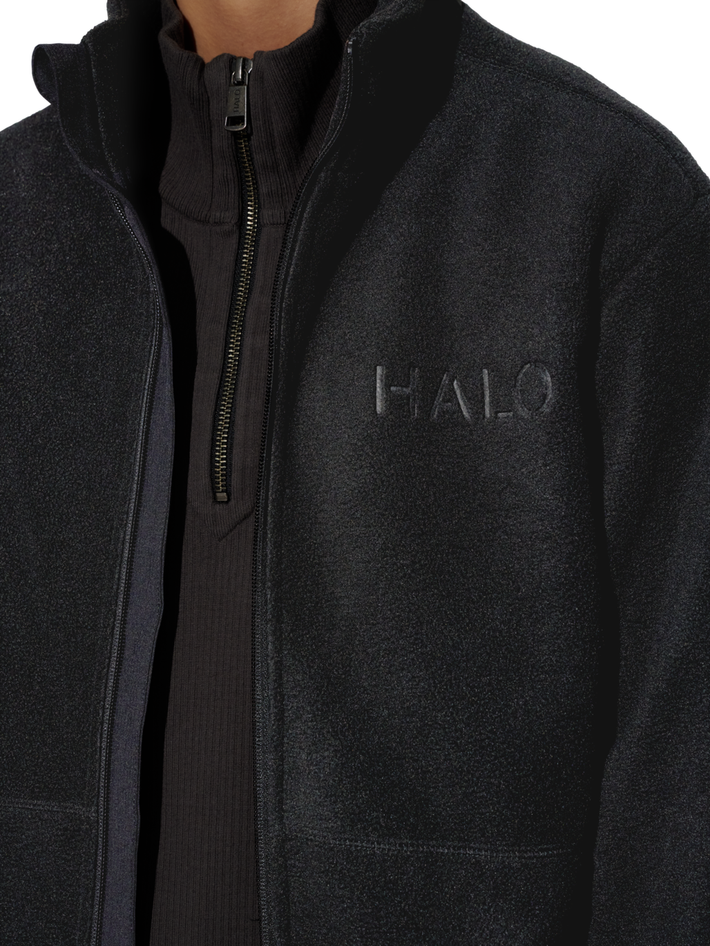 HALO ATW TEDDY FLEECE JACKET, BLACK, model