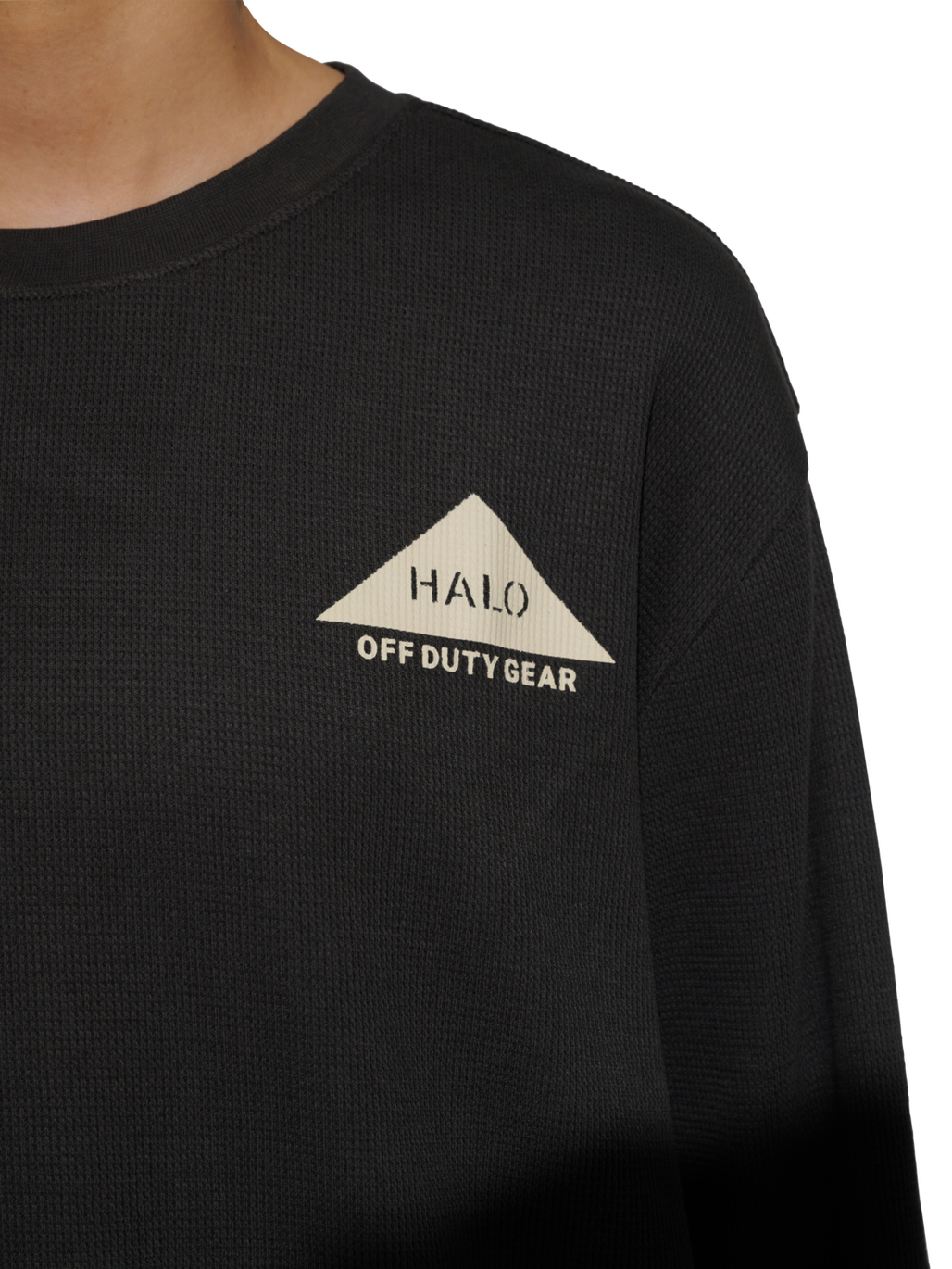 HALO GEAR WAFFLE L/S T-SHIRT, RAVEN/RAVEN, model