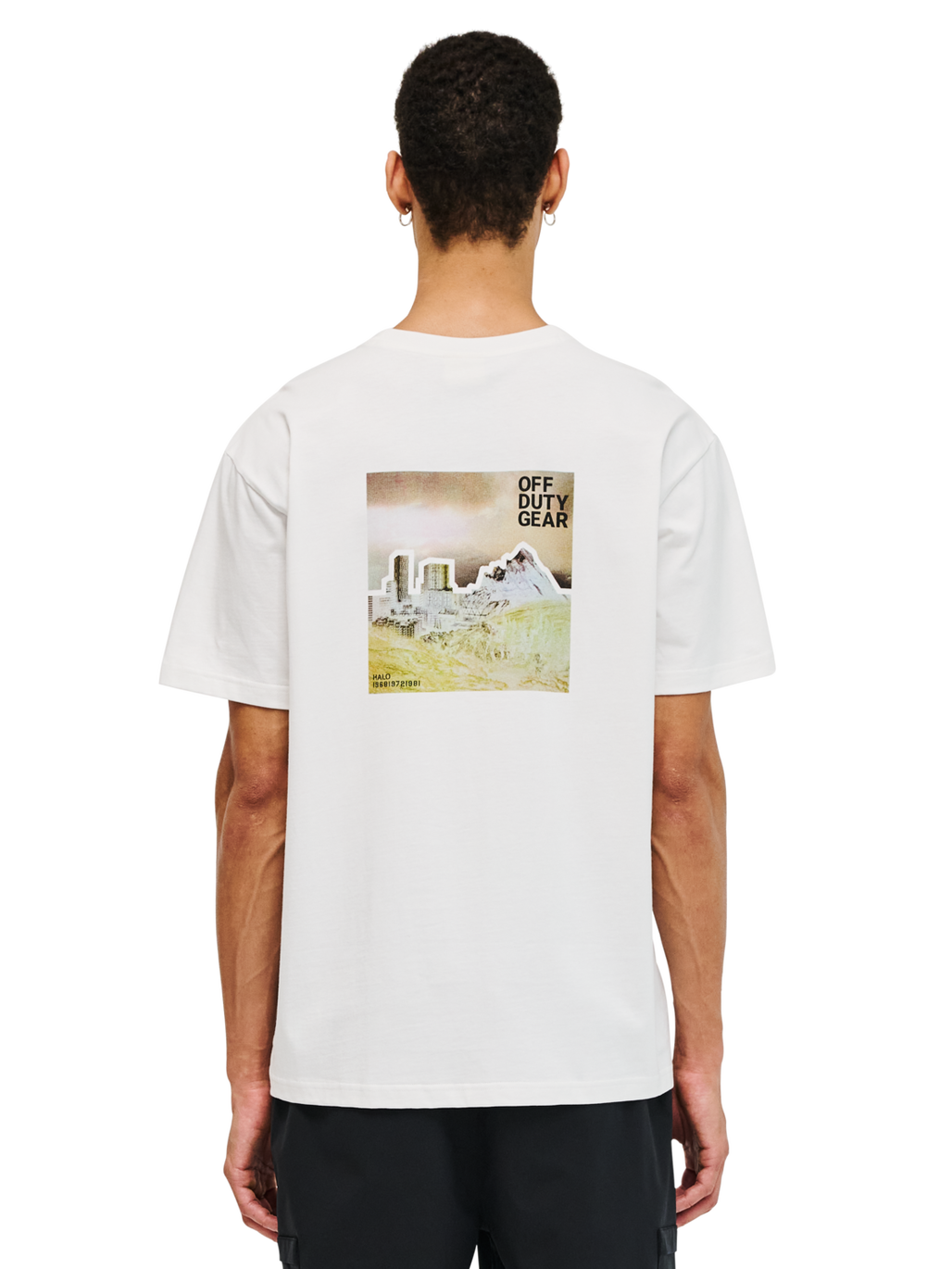 HALO GRAPHIC T-SHIRT, MARSHMALLOW/SENECA ROCK, model