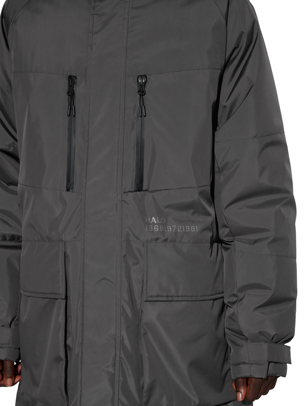 HALO SHIELD THERMOLITE PARKA, RAVEN, model