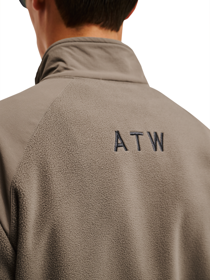 HALO PANELED FLEECE JACKET, CHOCOLATE CHIP, model