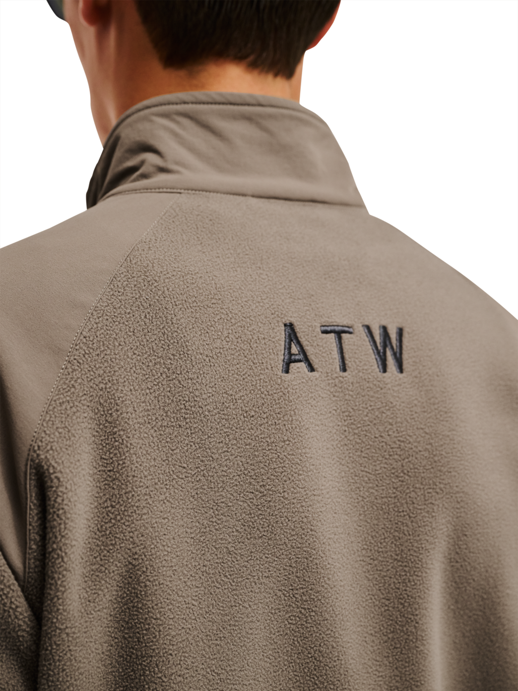 HALO PANELED FLEECE JACKET, CHOCOLATE CHIP, model