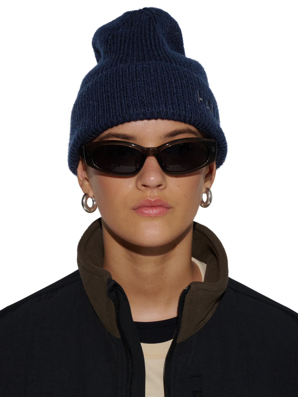 HALO WOOL MIX BEANIE, DARK SAPPHIRE, model