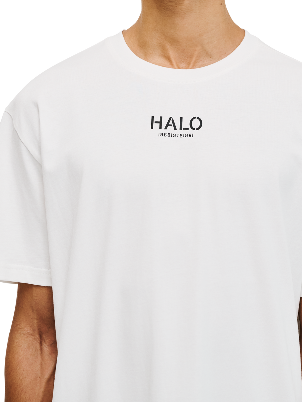 HALO GRAPHIC T-SHIRT, MARSHMALLOW/SENECA ROCK, model