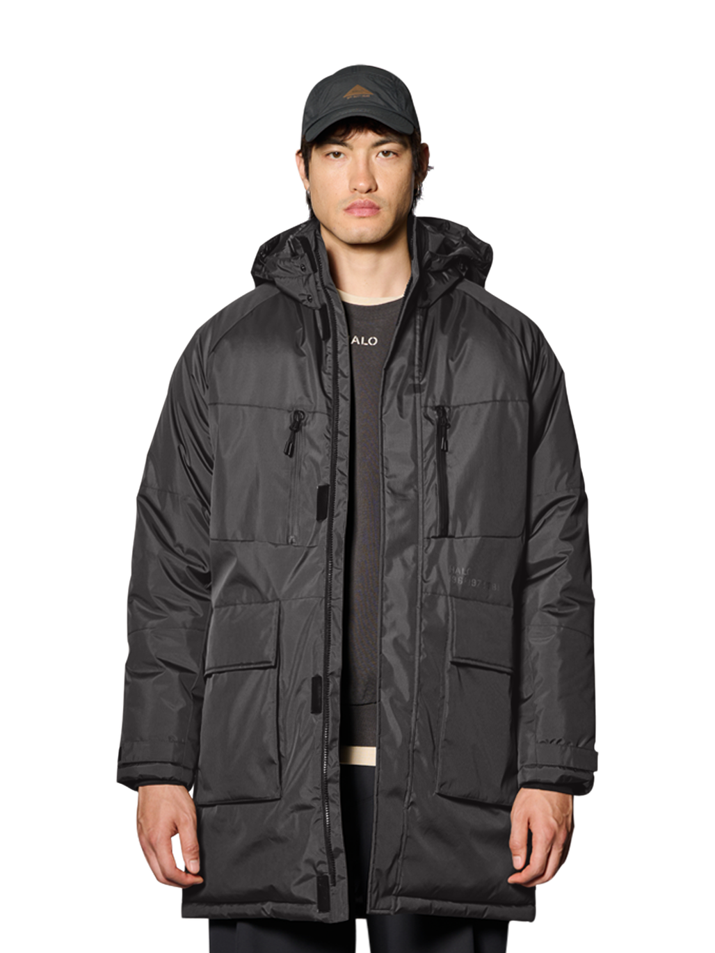 HALO SHIELD THERMOLITE PARKA, RAVEN, model