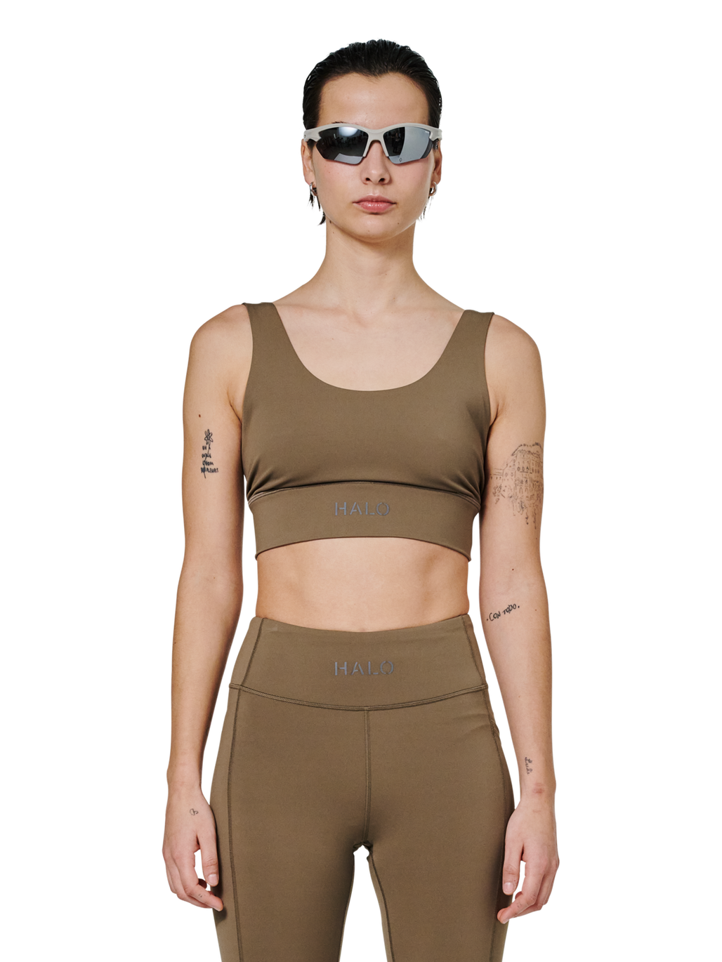 HALO WOMEN TRAINING BRA, CHOCOLATE CHIP, model